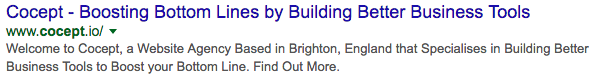 Title and Description tags on a search engine results page