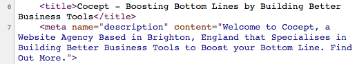 Title and Description tag code